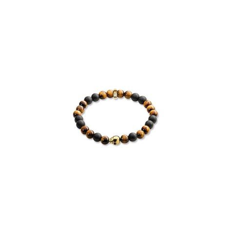 Thomas Sabo Bracelet With Tiger Eye Beads And Obsidian