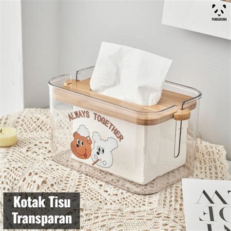 KAYU Wooden Acrylic Tissue Box Lid Down/Tissue Box Premium Minimalist Modern Aesthetic Tissue ...