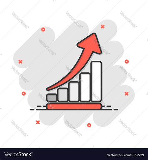 Cartoon growth chart icon in comic style grow Vector Image