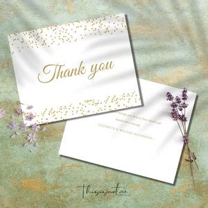 Photo Wedding Anniversary Thank You Card Template, Printable Gold 50th ...