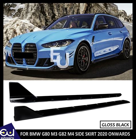 For Bmw G80 M3 G82 M4 Mp Side Skirt Extention Lip Gloss Black 2020