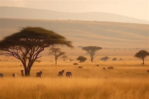 Premium AI Image | Scenic View of the African Savannah with Lush Grasslands