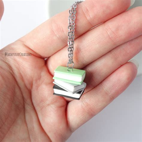 Subtle Agender Pride Flag Necklace Stacked Books LGBTQ Gay Etsy