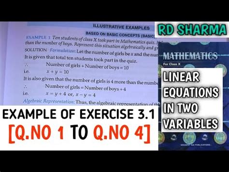 Rd Sharma Class Linear In Two Variables Example Of Ex Q No To