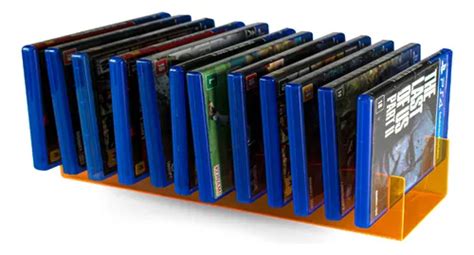 Suporte Porta Jogos Acrílico Ps3 Ps4 Ps5 Xbox Blu ray Cor Laranja