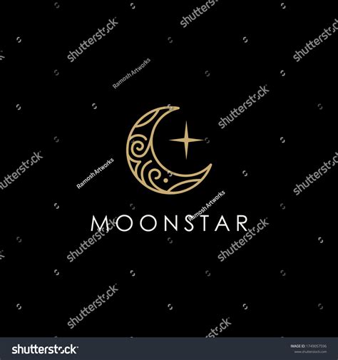 Elegant Crescent Moon Star Logo Design Stock Vector Royalty Free