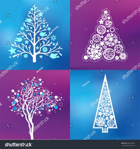 Merry Christmas Trees Designs Stock Vector Royalty Free 563022907 Shutterstock