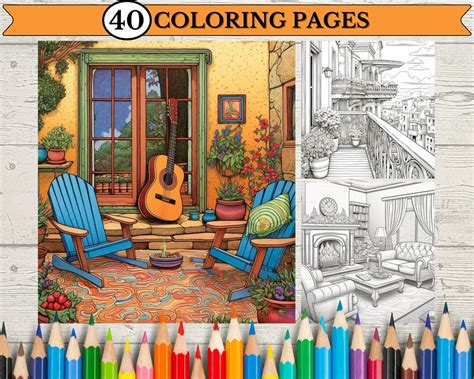 Interior Rooms Coloring Pages for Kids or Adults Home - Etsy