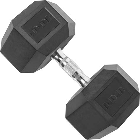 Cap Barbell Rubber Coated Hex Dumbbell With Contoured Chrome Handle 100 Pound Dumbbells