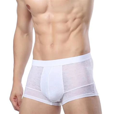 Calzoncillos de seda de hielo para hombre Bóxer Sexy ultrafino