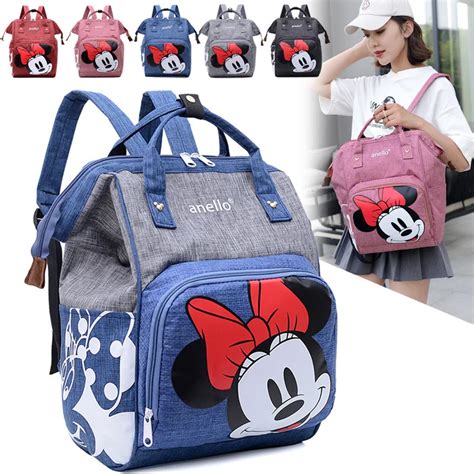 Disney Cartoon Minnie Mickey Mochila Bolsa De Escola De Ombro Infantil