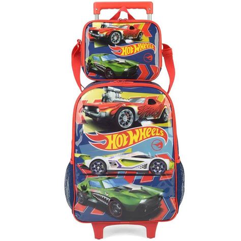Kit Mochila De Rodinha Lancheira Infantil Hot Wheels Luxcel Shopee Brasil