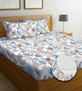 New Leaf 220 TC Cotton Double Printed Fitted Elastic Bedsheet Buy