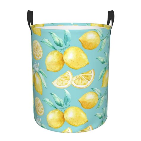 Haiem Yellow Lemon Leather Dirty Clothes Laundry Basket Sturdy