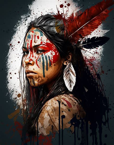 Beautiful Native American Female Warrior Native American Portrait