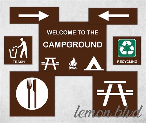 Campground Signs Camping Party Printables Instant Digital Etsy