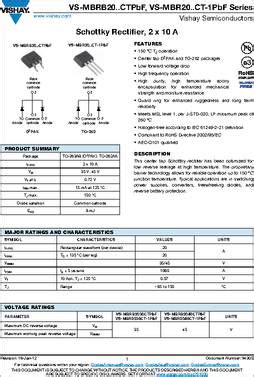 Mbr Ct Pbf Datasheet Specifications Diode Type Schottky Diode