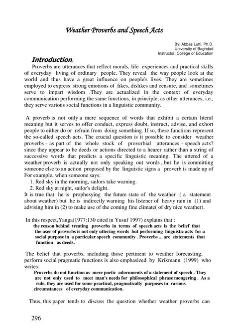 (PDF) Weather Proverbs and Speech Acts