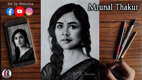 Mrunal Thakur Portrait Drawing How To Draw Mrunal Thakur Mrunal