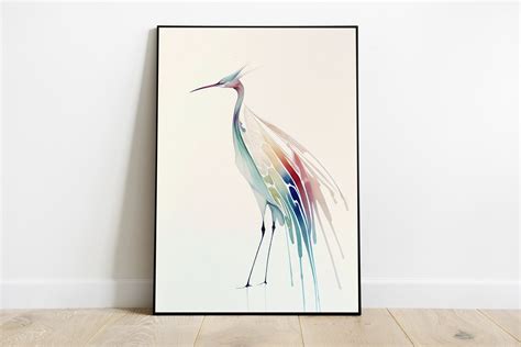 Abstract Crane Bird Art Minimalist Watercolor Crane Print