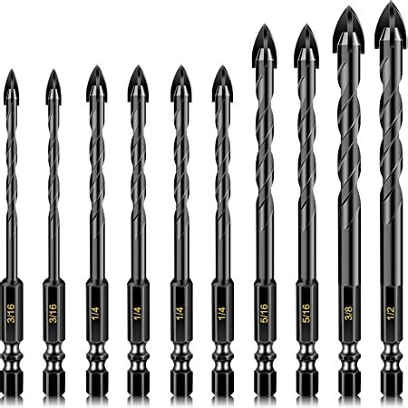 QWORK 5 Pcs Set 6 6 8 10 12mm Multi Material Drill Bit Set For