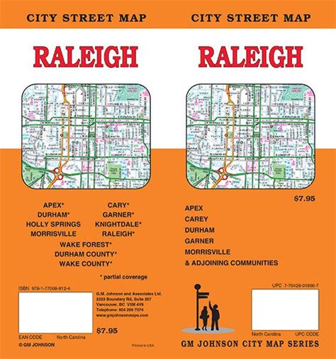 Raleigh, North Carolina Street Map - GM Johnson Maps