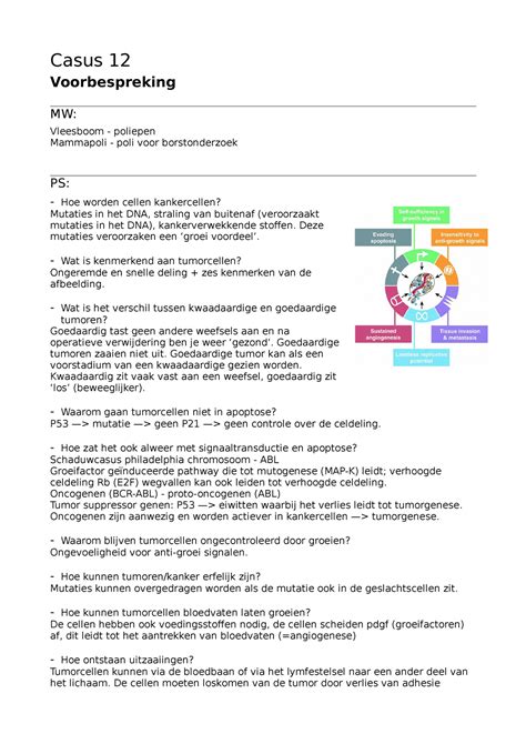 Groei En Ontwikkeling I Casus 12 WORD Casus 12 Voorbespreking MW