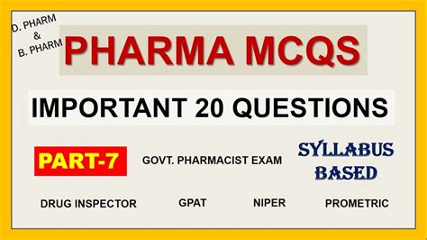 Pharmacy Mcqs Part Important Questions Youtube