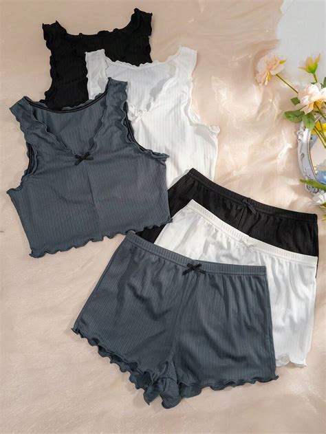 Sets Lettuce Trim Lingerie Set SHEIN USA