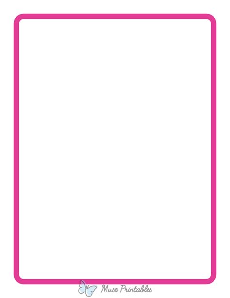 Printable Hot Pink Rounded Medium Line Page Border