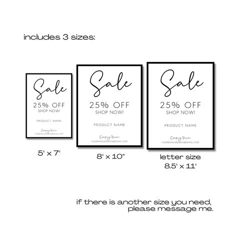 Editable Sale Sign Template, Printable Small Business Sign, Craft ...