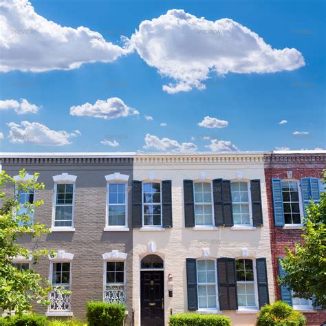 Georgetown Townhouses Colorful Washington DC - Stock Photos | Motion Array
