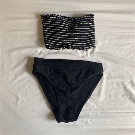 Target Strapless Striped Bandeau Bikini Top Top Depop