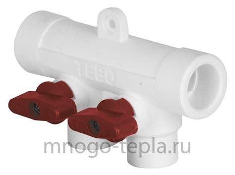 Коллектор из полипропилена с кранами TEBO 40x20x4 с красными ручками (4 ...