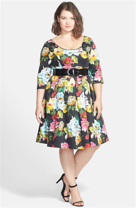 City Chic Floral Print Fit And Flare Dress Plus Size Nordstrom