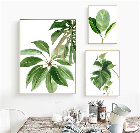 Tropical Greenery Art Set Printable Download Watercolor Etsy