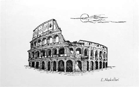 an ink drawing of the colossion in rome