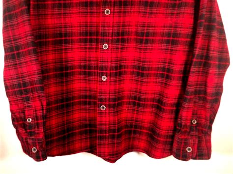 Jachs Xl Men S Heavy Flannel Shirt Red Black Plaid Lo Gem