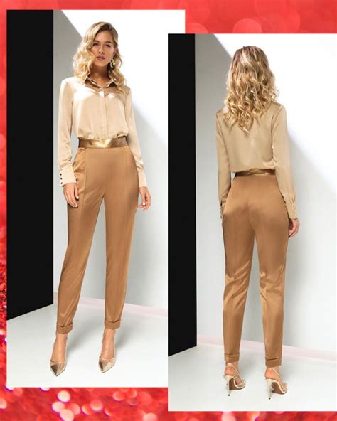 Рубашка с блеском и золотые брюки