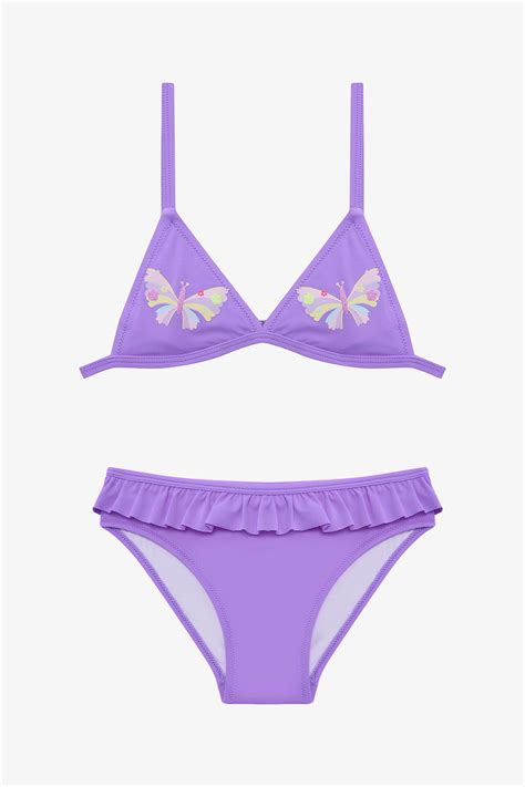 Lila Set Bikini Fete Butterfly Triangle Fetițe Penti Romania