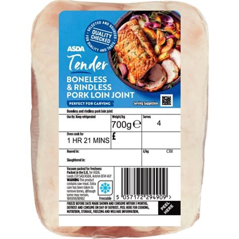 ASDA Tender Boneless Rindless Pork Loin Joint 700g Compare Prices