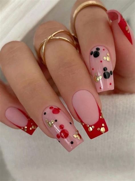 Red French Tip Nails Stylish Designs And Ideas Mickey Nails