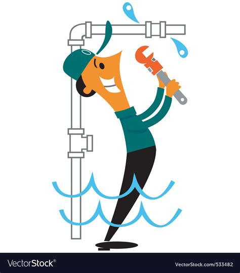 Plumber Fixing Leak Royalty Free Vector Image Vectorstock