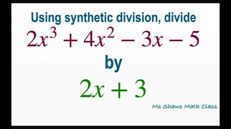 Math Example--Polynomial Concepts--Synthetic Division--Example 01 ...