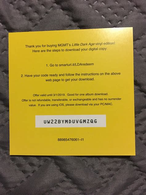 Little Dark Age vinyl download code : r/mgmt