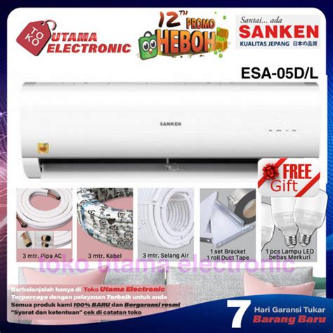 Jual Promo Ac Sanken ESA 05D L Pasang Dan Material Lainnya Kota