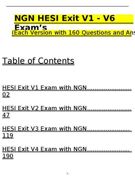 Ngn Hesi Exit Exam V V V V V V Each Exam With