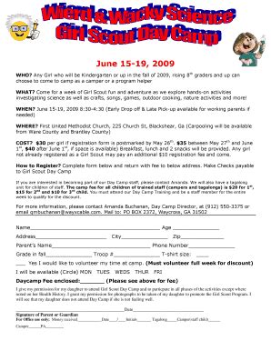 Fillable Online Girl Scout Camp Registration Form Fax Email Print