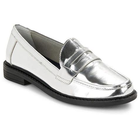 Cole Haan Silver Penny Loafers Silver Metallic Shoes Metallic Leather