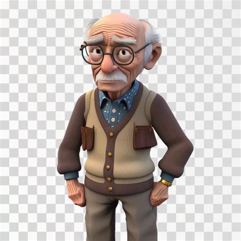 Old Man Cartoon Character With Glasses